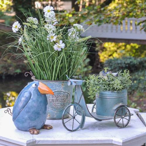 Floristik24 Flowerpot Scooter Metal Rust Blue 33cm