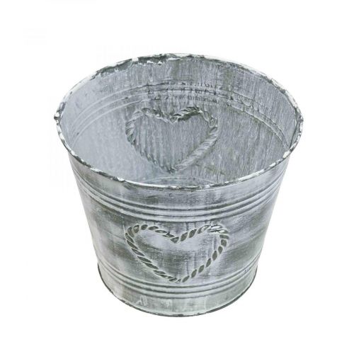 Floristik24 Doniczka w stylu shabby chic metalowe serce Ø17cm W13,5cm