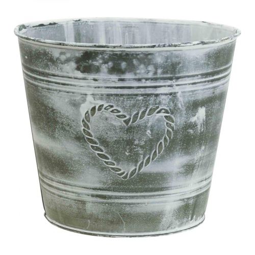 Floristik24 Doniczka Shabby Chic z metalowym sercem Ø17,5cm W15,5cm