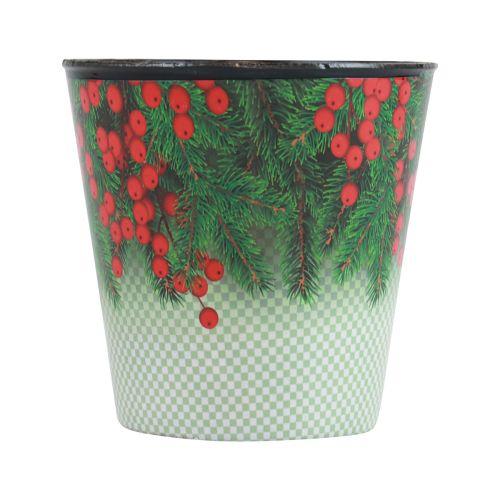 Floristik24 Wiadro doniczki świątecznej Ilex Ø13cm W11,5cm