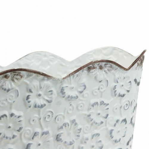 Floristik24 Miska na rośliny biała metalowa doniczka doniczka 26×14×12,5 cm