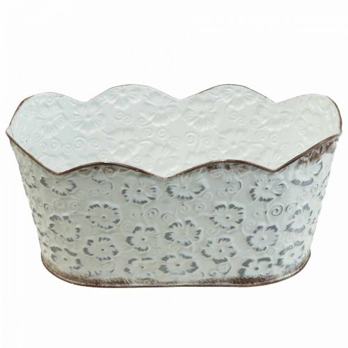 Floristik24 Miska na rośliny biała metalowa doniczka doniczka 26×14×12,5 cm