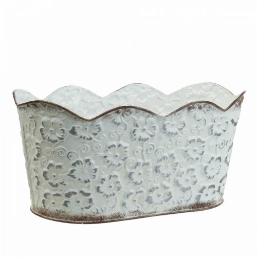 Miska na rośliny biała metalowa doniczka doniczka 26×14×12,5 cm