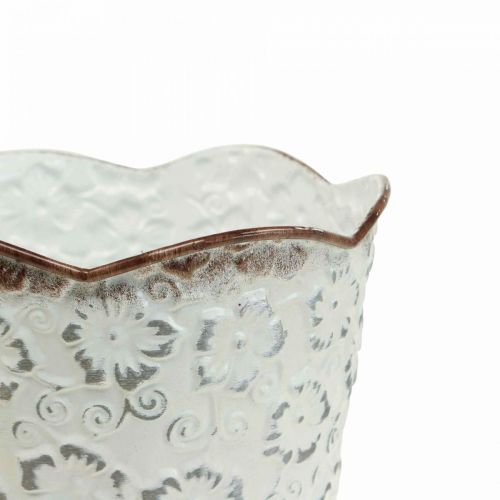 Floristik24 Doniczka biała metalowa doniczka doniczkowa Ø13cm W11,5cm