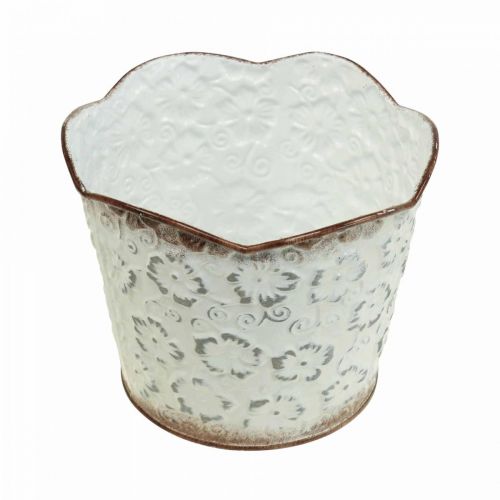 Floristik24 Doniczka biała metalowa doniczka doniczkowa Ø13cm W11,5cm