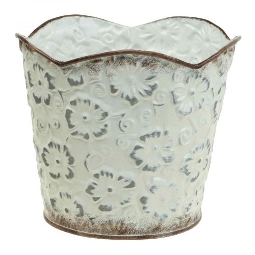 Floristik24 Doniczka biała metalowa doniczka na rośliny doniczka Ø16cm W12,5cm