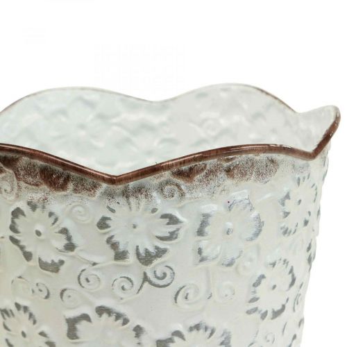 Floristik24 Doniczka biała metalowa doniczka na rośliny doniczka Ø16cm W12,5cm