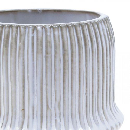Floristik24 Doniczka ceramiczna z rowkami biała Ø12cm W10,5cm