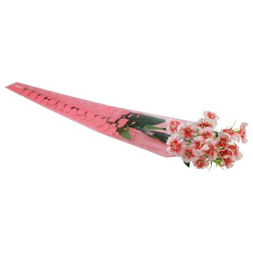 Produkt Torebka na kwiaty z sercami różowa Na różę 50cm 50szt