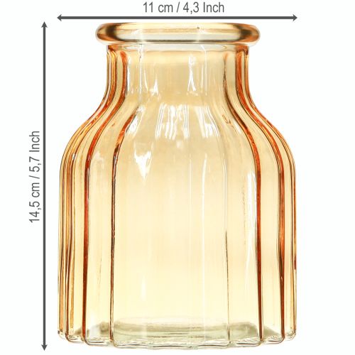 Produkt Wazon na kwiaty szklany pomarańczowy retro design Ø11cm H14.5cm 2szt