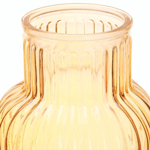 Produkt Wazon szklany na kwiaty w pomarańczowych retro rowkach Ø13,5cm H20cm