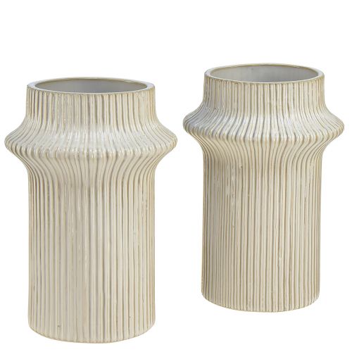 Produkt Ceramiczny wazon na kwiaty z ryflowanym wzorem Ø10cm W22cm 2szt