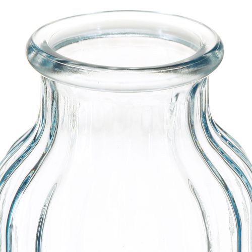 Produkt Wazony szklane rowki wzór niebieski Ø11cm wys.14,5cm 2szt