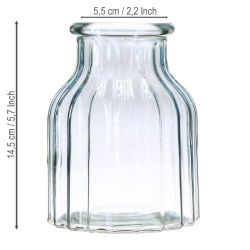 Produkt Wazony szklane rowki wzór niebieski Ø11cm wys.14,5cm 2szt