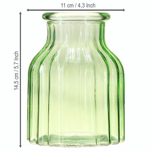 Produkt Wazony na kwiaty zielone szkło dekoracyjne retro Ø11cm H14.5cm 2szt