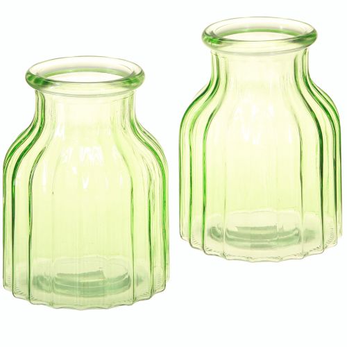Produkt Wazony na kwiaty zielone szkło dekoracyjne retro Ø11cm H14.5cm 2szt