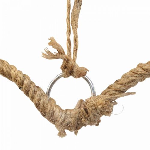 Styl boho, serce metalowe kółko ozdobne kółko wstążka jutowa W33cm 3szt