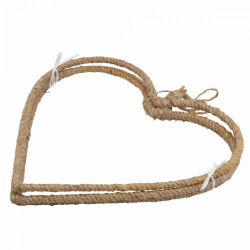 Floristik24 Styl boho, serce metalowe kółko ozdobne kółko wstążka jutowa W33cm 3szt
