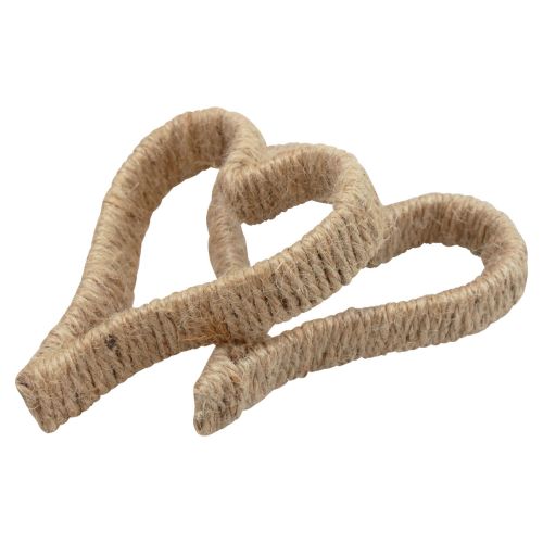 Floristik24 Styl Boho metalowy pierścionek serce pierścionek dekoracyjny wstążka jutowa 11cm 6szt
