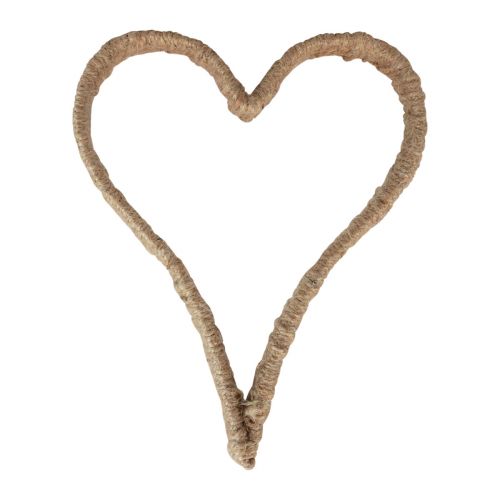 Floristik24 Styl Boho, metalowy pierścionek w kształcie serca, ozdobny pierścionek, wstążka jutowa 20cm, 4szt