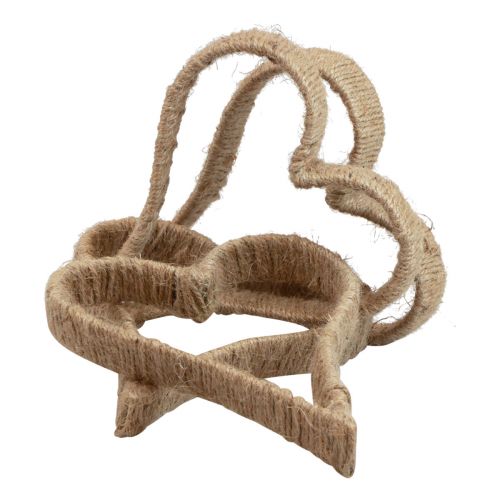 Floristik24 Styl Boho, metalowy pierścionek w kształcie serca, ozdobny pierścionek, wstążka jutowa 20cm, 4szt
