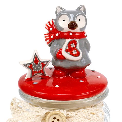 Floristik24 Słoik na cukierki z pokrywką lis Ø7,5cm H16cm