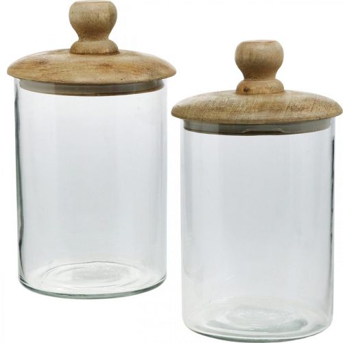 Floristik24 Szklany słoik z pokrywką, bonboniere, szklany słoik w kolorze naturalnym, przezroczysty Ø11cm W19cm 2szt