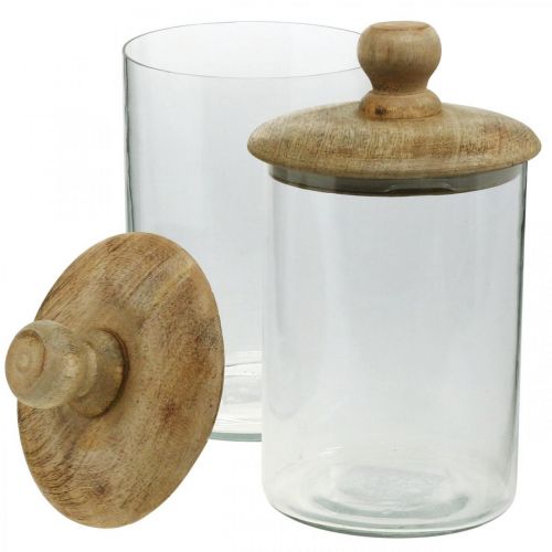 Floristik24 Szklany słoik z pokrywką, bonboniere, szklany słoik w kolorze naturalnym, przezroczysty Ø11cm W19cm 2szt