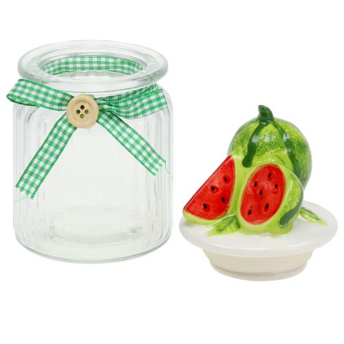 Floristik24 Szklana bombonierka z pokrywką owocową melon wys. 15,5 cm
