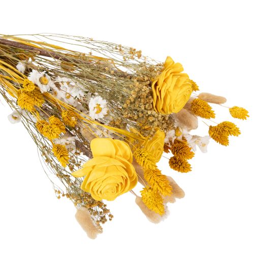 Produkt Bukiet z suszonych kwiatów z różami z drewna sosnowego. Elegancki bukiet do naturalnej dekoracji domu. 50 cm