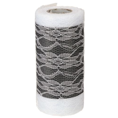 Produkt Szeroka koronkowa wstążka bieżnikowa biała 150mm 10m