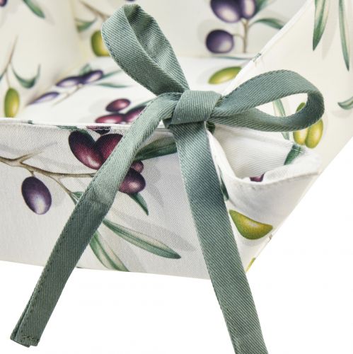 Produkt Kosz na chleb materiałowy worek na chleb biały wzór oliwkowy 20x20x7cm
