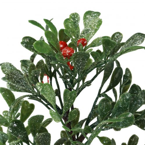 Produkt Sztuczna gałązka zimowa zielona czerwona jagody brokatowy mróz 36cm