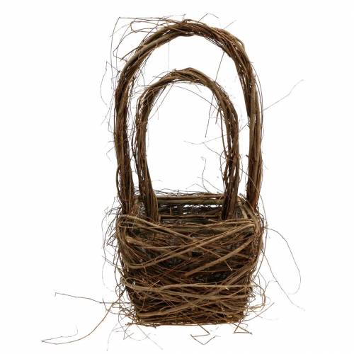 Floristik24 Deco Kosz Wiklinowy z Uchwytem Gniazdo Wielkanocne Brązowy H36,5cm H45cm Zestaw 2 szt.