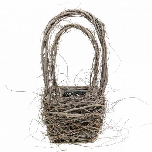 Floristik24 Kosz wiklinowy Deco z rączką Natural H36,5cm H45cm Zestaw 2 szt.