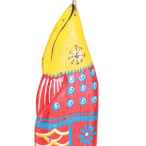 Produkt Kolorowa drewniana ozdoba w kształcie ryby do zawieszenia, czerwona, niebieska, różne 38cm, 2szt.