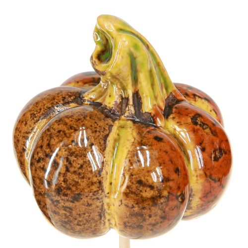 Produkt Kolorowe mini dynie na patyku dekoracja ceramiczna 5-6,5cm 3 sztuki