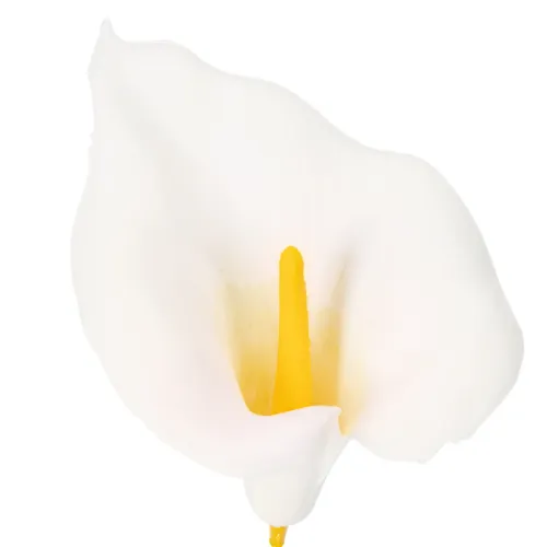 Sztuczna kalia z żółtymi pręcikami, kwiaty ozdobne, 35 cm, 10 sztuk | Floristik24.pl