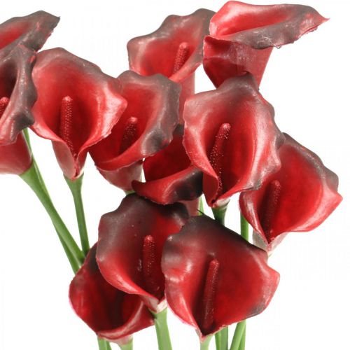 Produkt Kwiaty sztuczne Calla czerwone bordowe w pęczku 57cm 12 szt