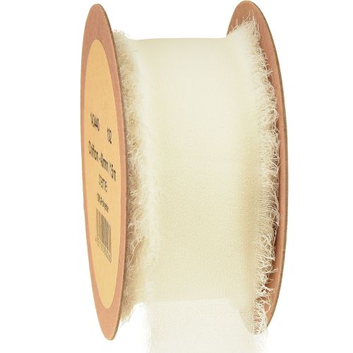 Produkt Taśma szyfonowa kremowa z frędzlami 40mm 15m