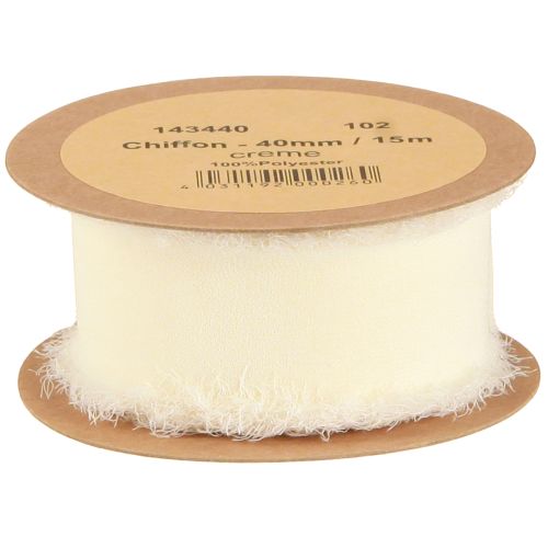 Produkt Taśma szyfonowa kremowa z frędzlami 40mm 15m