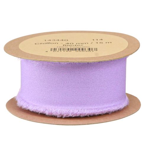 Produkt Taśma szyfonowa liliowa wstążka materiałowa z frędzlami szyfon 40mm 15m
