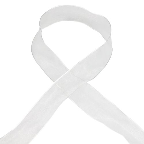 Produkt Wstążka szyfonowa z organzy Wstążka ozdobna z organzy biała 40mm 20m