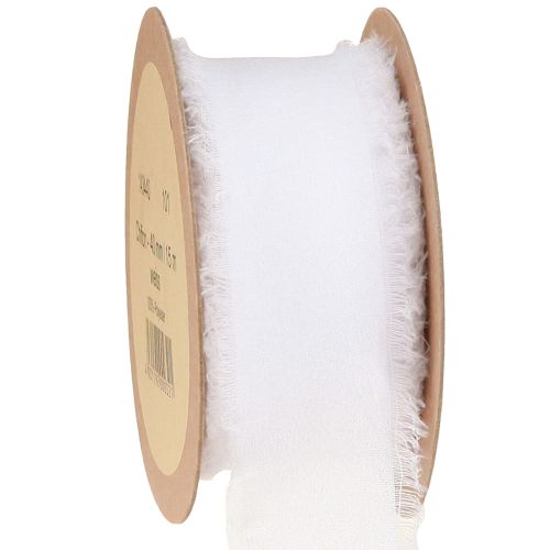 Produkt Taśma szyfonowa biała taśma materiałowa z frędzlami 40mm 15m