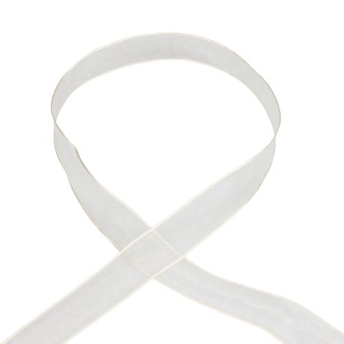 Produkt Wstążka szyfonowa z organzy Wstążka ozdobna z organzy kremowa 25mm 20m