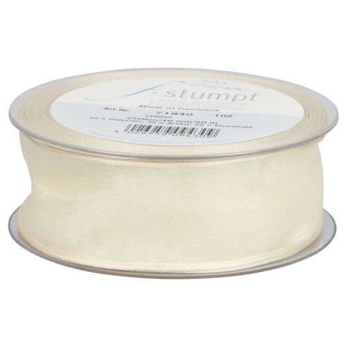Produkt Wstążka szyfonowa z organzy Wstążka ozdobna z organzy kremowa 40mm 20m