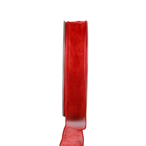 Floristik24 Wstążka szyfonowa wstążka organza wstążka dekoracyjna organza czerwona 15mm 20m