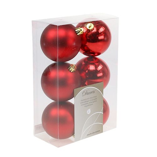 Produkt Bombki choinkowe plastikowe czerwone 8cm 6 szt