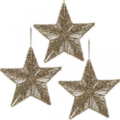 Ozdoby choinkowe, ozdoby adwentowe, zawieszki gwiazdki złote szer. 20,5cm 6 szt