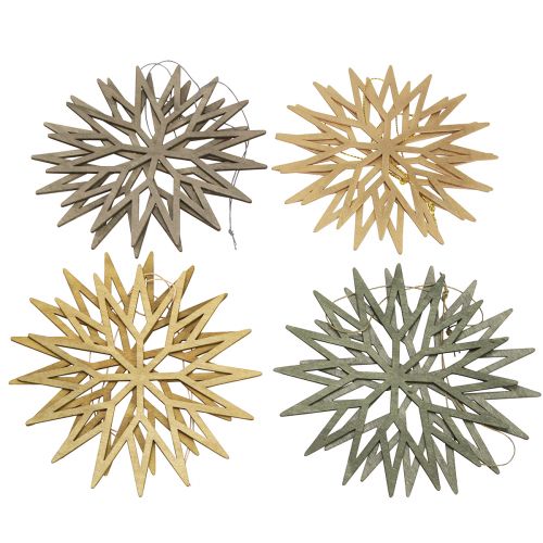 Produkt Ozdoba choinkowa płatki śniegu dekoracja drewniana zielona 15cm 8 szt